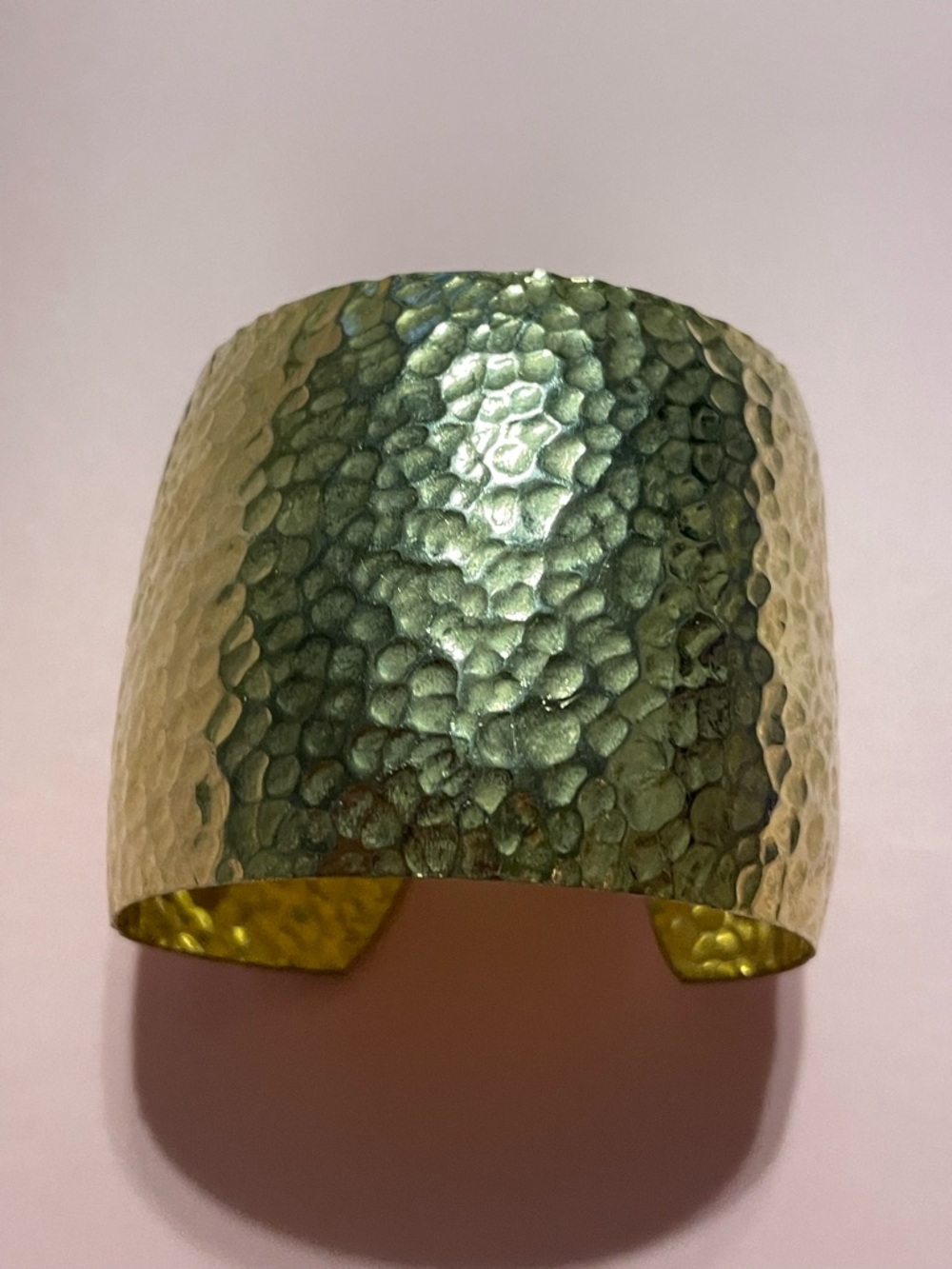Vintage Gold Tone Hammered Cuff Bracelet #9363